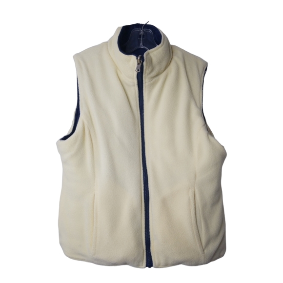Navy Nylon/Yellow Fleece Reversible Vest by One Step Up; Size Medium - Picture 3 of 4